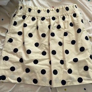 Jcrew size 6 cream with blue polka dot elastic skirt